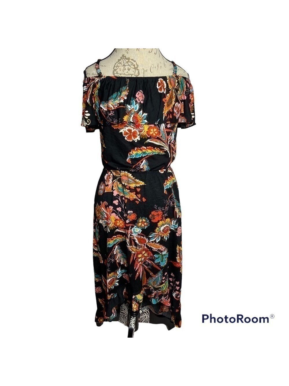 LILDY - Off Shoulder Floral Hi Lo Ruffle Dress Size S-M